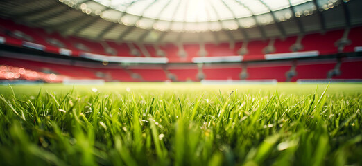 grass in an empty football stadium