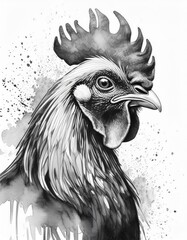 Picture of the 12 zodiac chickens, cockfighting zodiac sign
Black and white chicken sausage on white background with copy space