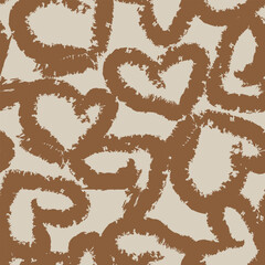 Neutral Colour Heart shape seamless pattern design