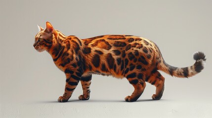 A Bengal cat standing, against a clean white canvas. Generative AI
