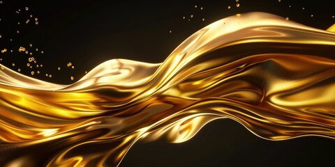 Liquid gold waves with sparkling droplets