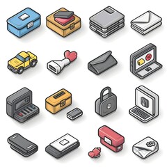 Comprehensive Mail and Courier Icon Assortment in Minimalist Line Art Style