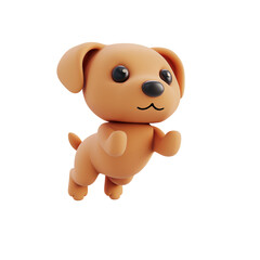 cute baby dog or puppy 3d rendering in simple minimalist style, playing , running , jumping and floating in the air . ai generative
