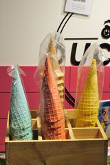 Ice cream cone in plastic bag