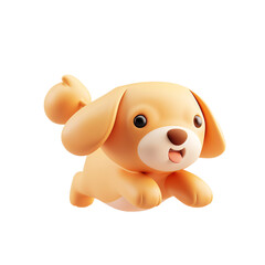 Fototapeta premium cute baby dog or puppy 3d rendering in simple minimalist style, playing , running , jumping and floating in the air . ai generative