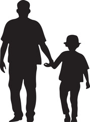 Flat design father and son silhouette