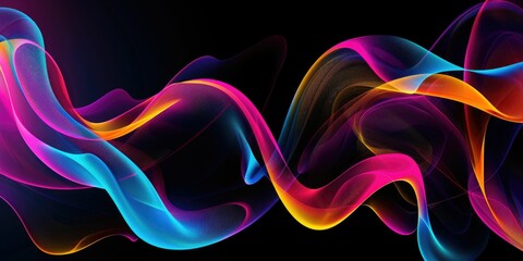 Vibrant neon waves flow in digital space