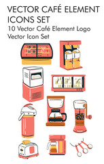 Cafe element logo vector icon set 