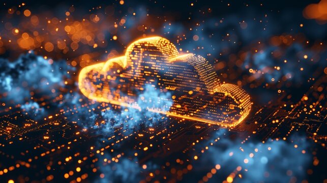 Digital informational technology cloud computing web futuristic hologram