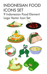 Indonesian food vector icon set 