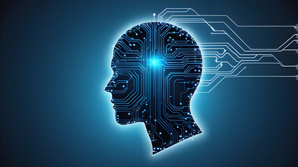 Artificial intelligence brain concept illustration, machine learning concept background, AI generated