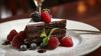 Decadent Chocolate Cake with Fresh Berries
