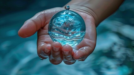 Pure Water Droplet Held by Hands, Symbolizing the Importance of Clean Water and Participation in World Water Day Initiatives.