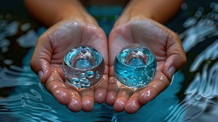 Pure Water Droplet Held by Hands, Symbolizing the Importance of Clean Water and Participation in World Water Day Initiatives.