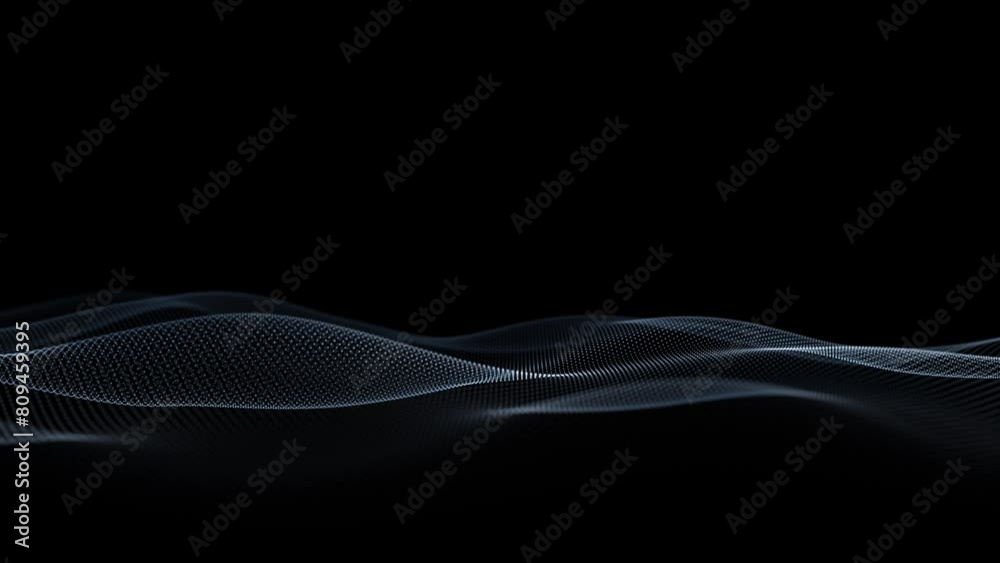 Sticker elegant dotted waves loop slow motion on clean black background.