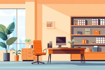 office culture flat design front view workplace environment theme animation Complementary Color Scheme