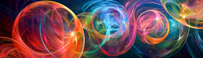 Abstract representation of three-body problem dynamic orbits intersecting