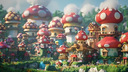 mushroom town fairy tale world abstract poster background
