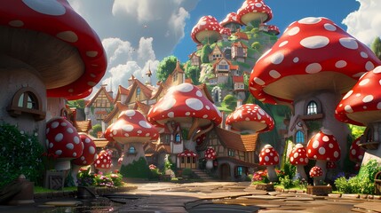 mushroom town fairy tale world abstract poster background