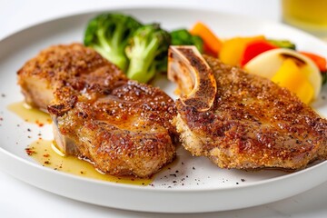 Satisfying Air-Fried Pork Chops with Tangy Applesauce and Veggies