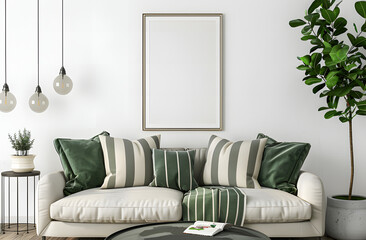 An empty rectangle frame mockup in white ai generative