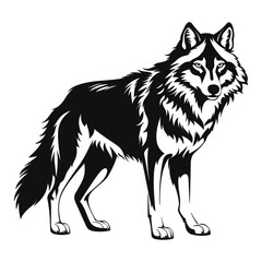 Fototapeta premium Black wolf in the style of silhouette