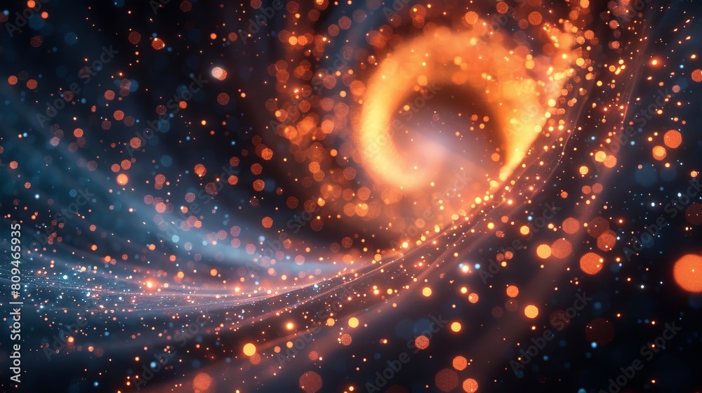 Wall mural mesmerizing image of a quantum computing core in an abstract, artistic style, featuring swirling par