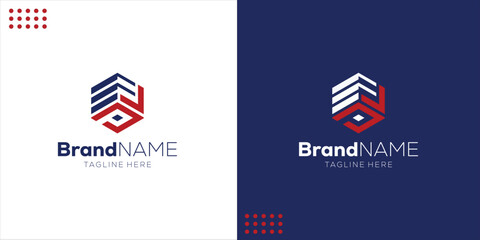 EJP Construction Architecture Building Logo Hexagon Letters. Flat Vector Logo Design Template Elements