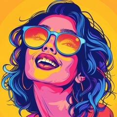 vibrant pop art avatar featuring a character with exaggerated facial expressions and bold, flat colors