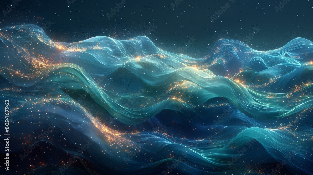 Wall mural abstract, flowing data stream in a digital art style, representing quantum cryptography
