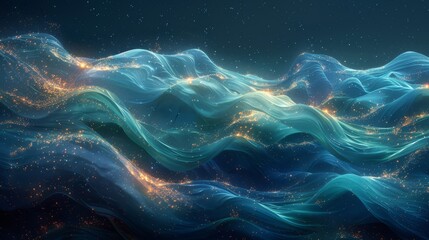 abstract, flowing data stream in a digital art style, representing quantum cryptography