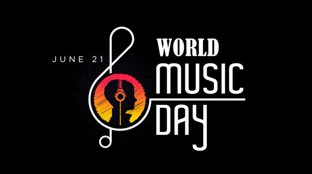 music day. world music day celebration vector design template. June 21. Music day, with silhouettes of people listening to music and musical notes