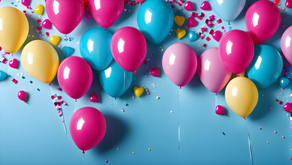 colorful balloons isolated on pastel background, party concept balloons background, AI generated