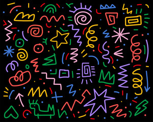 abstract line. fun colorful doodle shape set. minimalist style