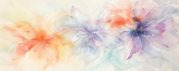 A delicate blur of pastel watercolor washes, resembling soft flower petals