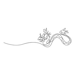 Continuous one line drawing dragon