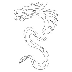 Continuous one line drawing dragon