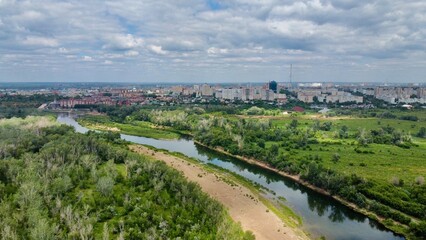 the Ural river near Orenburg and the city of Orenburg on the background