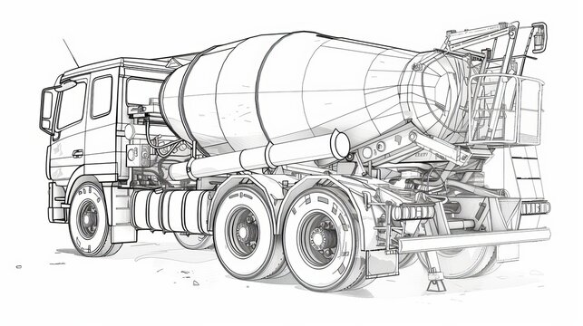 concrete mixer truck sketch on white background clip art preview