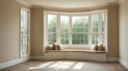 Fototapeta premium modern luxury empty room with sofa, pillow and big window. close up
