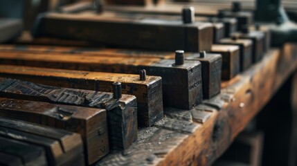 Stacks of Aged Wooden Blocks