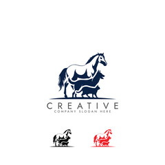 Creative logo design. Horse, Dog, Cat logo vector template