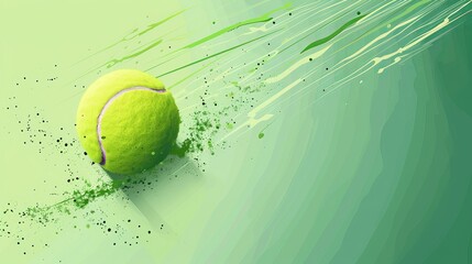 A minimalist vector banner showcases a tennis ball, emphasizing the sport of tennis.
