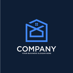 real estate logo design with building and house