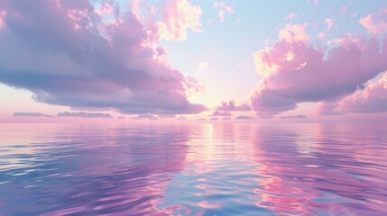 Serene Pink Sunset Over Tranquil Ocean Waters