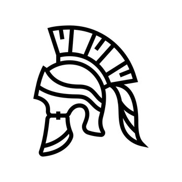 recommend clip art: helmet battle spartan roman line icon vector. helmet battle spartan roman sign. isolated contour symbol black illustration