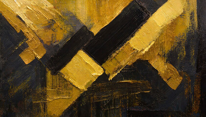 Closeup of abstract rough dark gold black art painting texture, with oil acrylic brushstroke