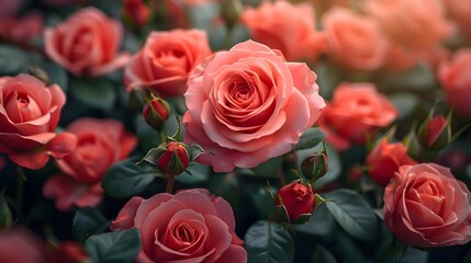 Fototapeta premium Pink Roses Floral Arrangement in Full Bloom