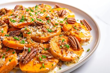 Mouthwatering Air Fryer Scalloped Sweet Potatoes with Creamy Thyme Sauce and Toasted Parmesan Panko Crust