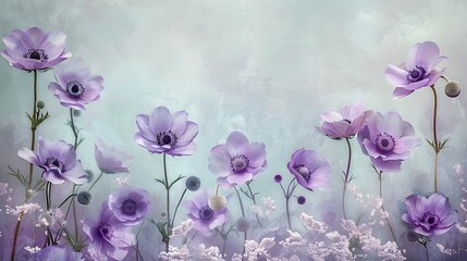 Ethereal Anemone Blossoms Swaying in a Soft Spring Breeze